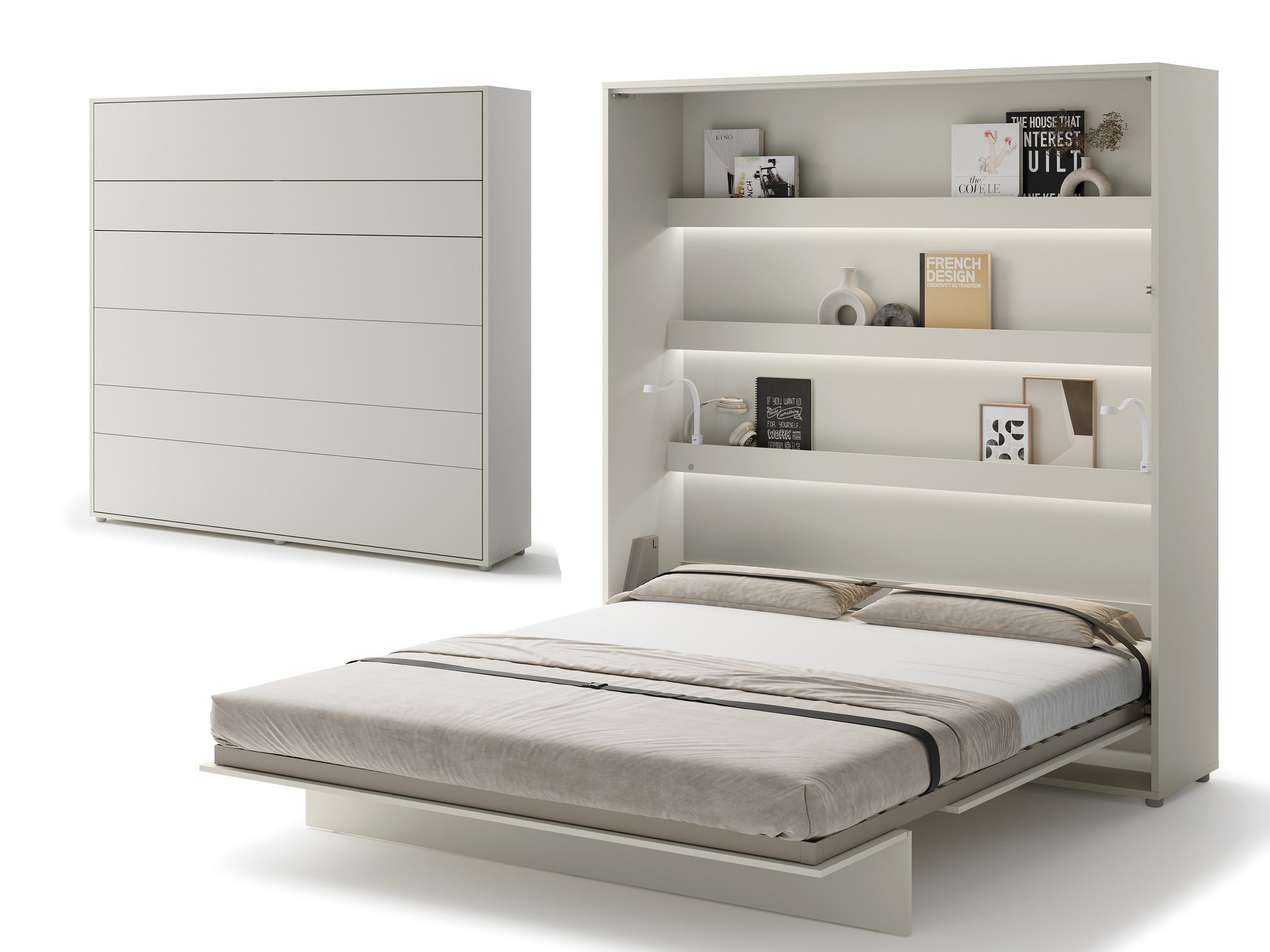 Friderik-EU Schrankbett Vertical Wandklappbett Lenart Bed Concept - inklusive Trageservice Vertikales Wandklappbett mit pneumatischer Hebehilfe, Soft-Close