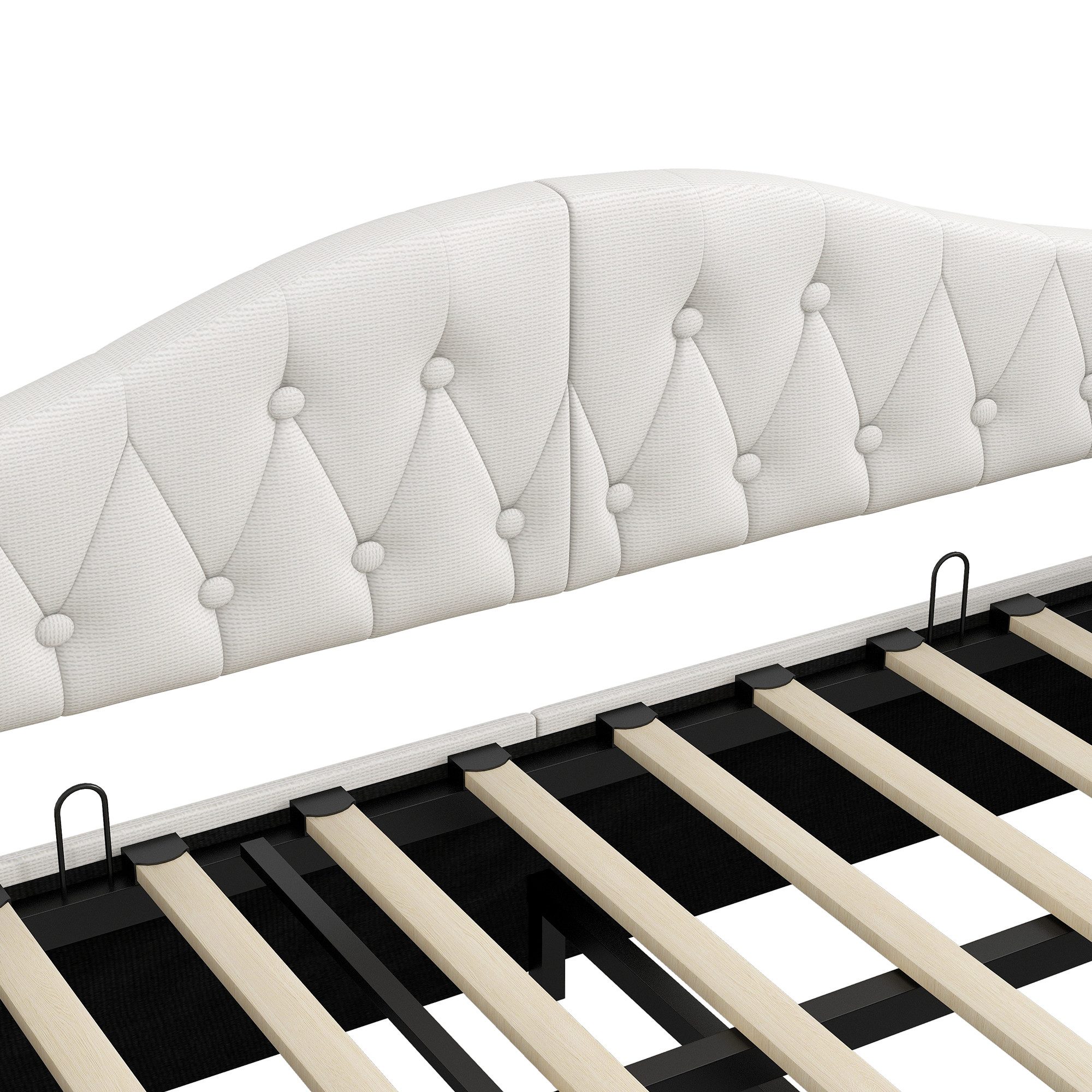 Merax Daybett mit hydraulischem Stauraum (Schlafsofa Sofabett Jugendbett Kinderbett Polsterbett, 1 tlg), Tagesbett 90x200cm mit LED-Beleuchtung Lattenrost Rücke – Bild 5 von 5