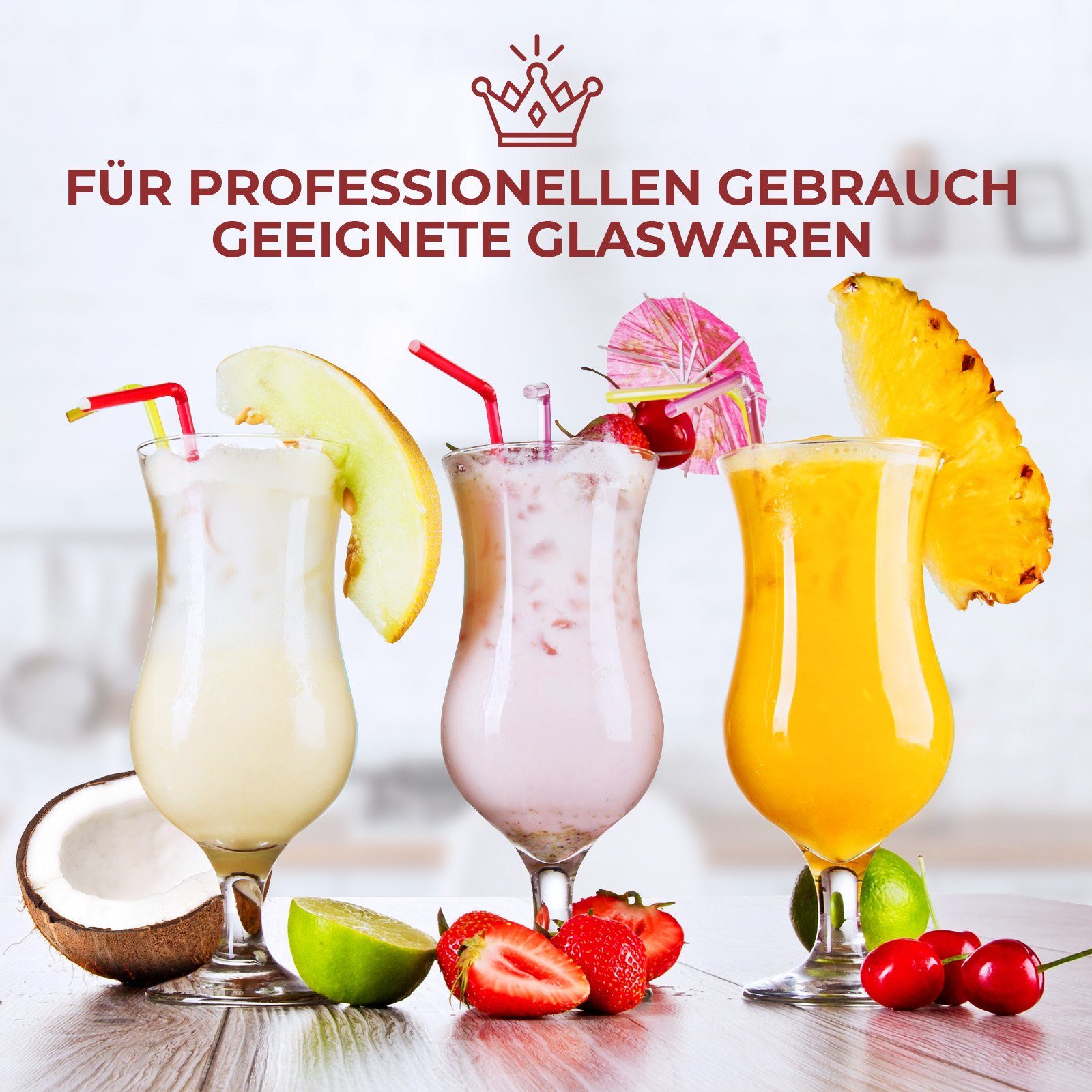 KONZEPT Cocktailglas Set 420ml - Eiskaffe Gläser, Milchshake Gläser & Longdrinkgläser, 6-tlg., Ideal für Bier, Eisbecher & Coctails