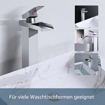 MULISOFT Badarmatur (Ergonomischer Griff, Einhandgriff, Wasserfallfluss, Keramikspule) Wasserhahn