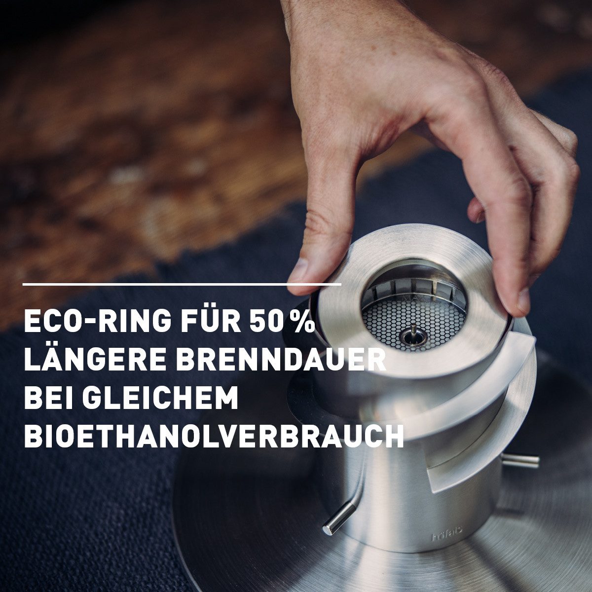 höfats Tischfeuer Bioethanol-Burner (ermöglicht Gebrauch von höfats flüssig Bioethanol, längere Brenndauer und hellere Flamme, ersetzt Gelbrennstoffdose von SPI – Bild 4 von 5