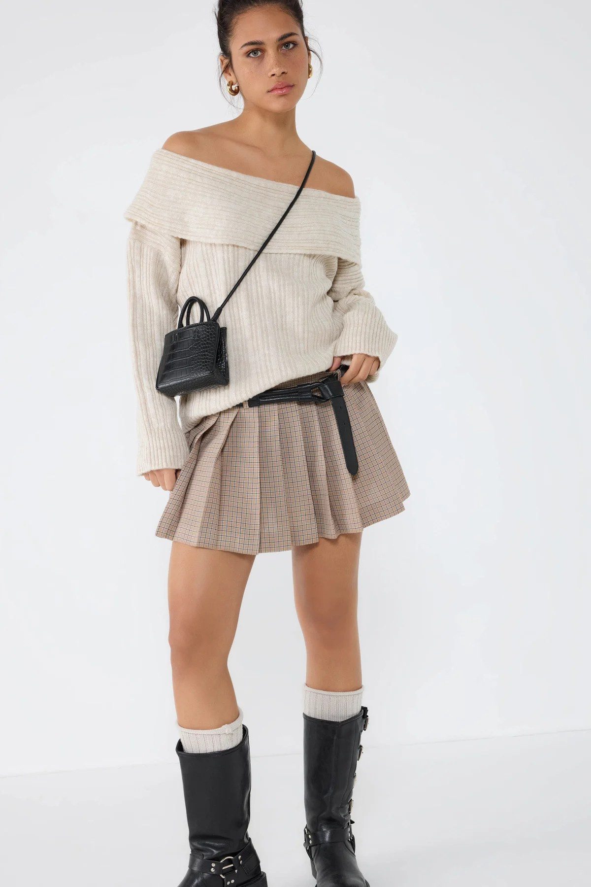 Sweater Strickpullover mit U-Boot-Ausschnitt