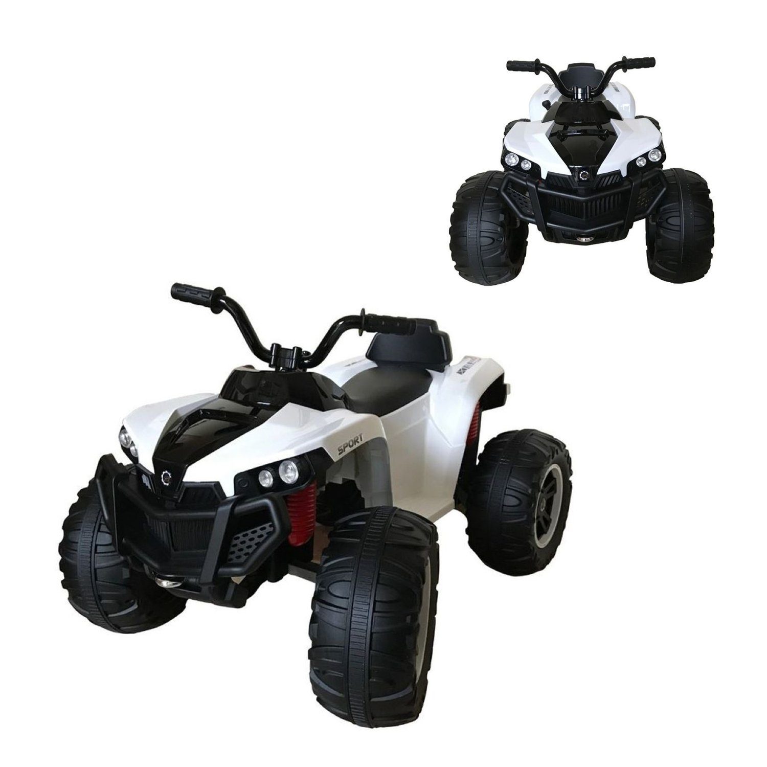 ES-Toys Elektro-Kinderquad Elektro Kinderquad S888 Musik, Belastbarkeit 30 kg, weiss, Musikfunktion, 2x 25W Motoren, 12V 7Ah Akku