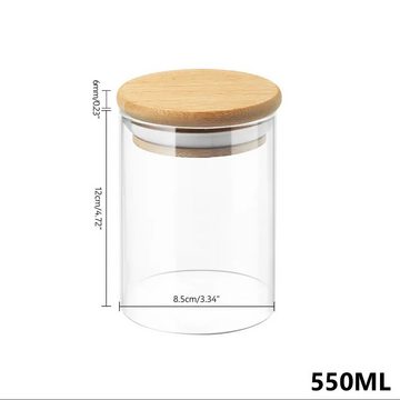 MULISOFT Vorratsglas, Borosilikatglas, (10-tlg), 10 Stück 550ml Vorratsdosen Glas mit Bambus Deckel