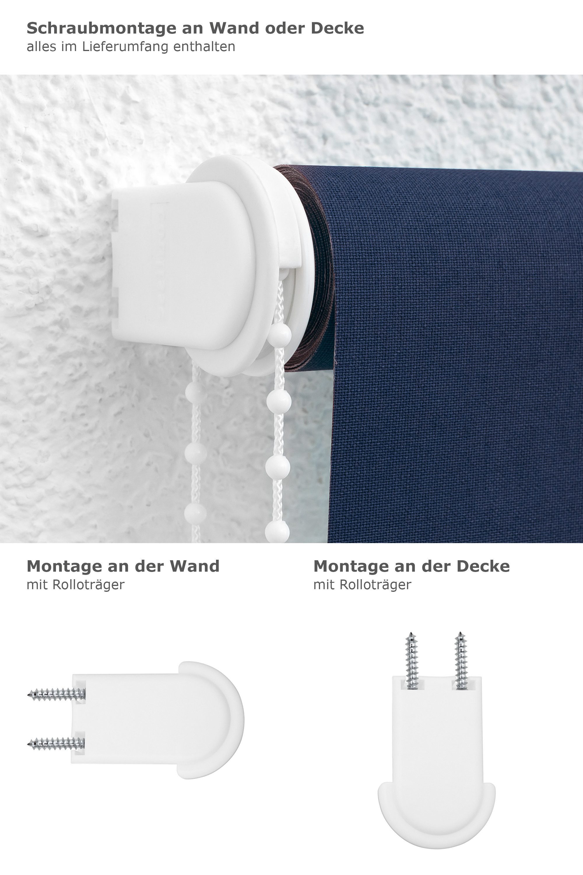 Rollo Basisrollo Tageslicht Dunkelblau, LYSEL®, blickdicht, HxB 175x112cm