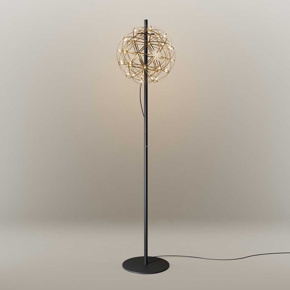 s.luce Stehlampe Atom LED-Stehleuchte aus Metall mit Touchdimmer Gold, Warmweiß