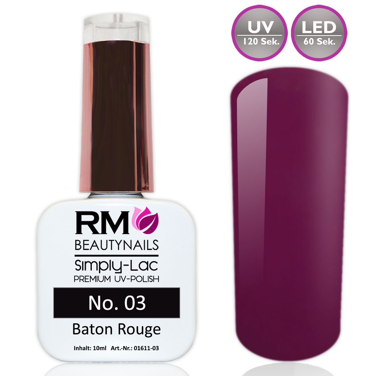 RM Beautynails UV-Nagellack Simply Lac Premium UV-Nagellack UV-Polish 10ml Gellack Shellac, Haltbarkeit bis zu drei Wochen / Hybrid-Lack