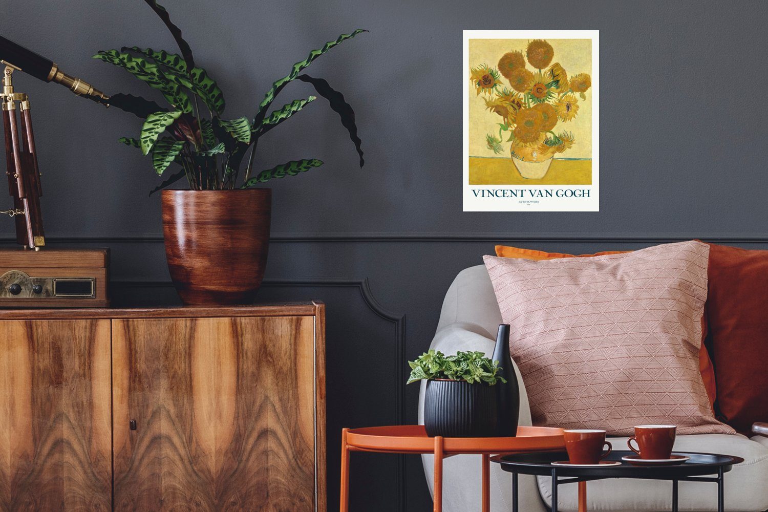 MuchoWow Poster Van Gogh - Sonnenblumen - Gemälde - Gelb, (1 St), Poster, Wandbild, Wandposter für Wohnzimmer, Ohne Rahmen