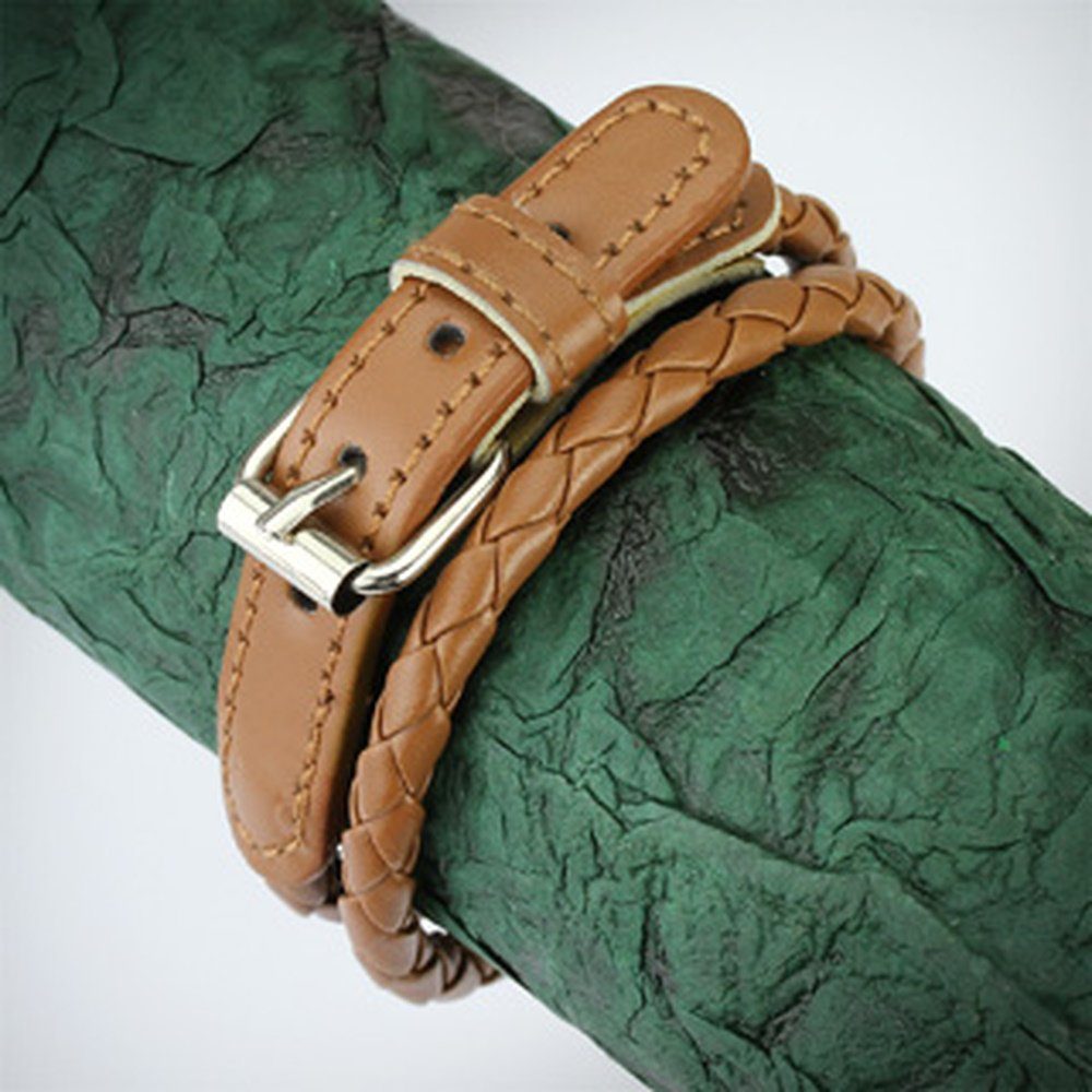 BUNGSA Armband Armband geflochten braun (1 Bracelet Kunstleder 1-tlg), Armband, aus Armschmuck Unisex