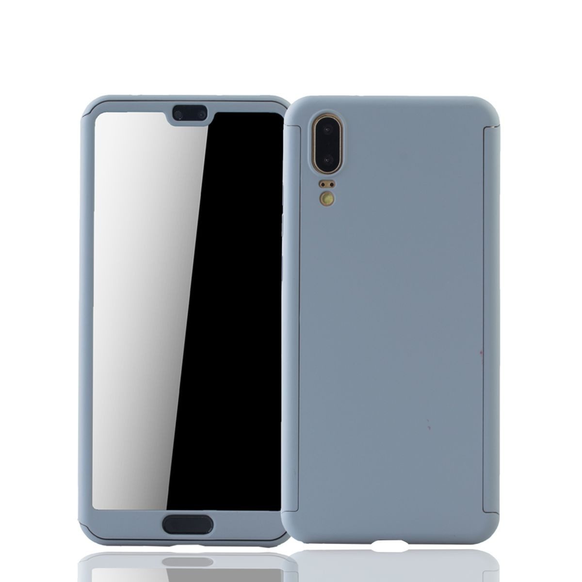 König Design Handyhülle Huawei P20, Huawei P20 Handyhülle 360 Grad Schutz Full Cover Grau