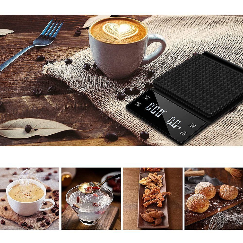 Multifunktionale TUABUR (1-tlg) Lebensmittelwaage, Küchenwaage, digitale Küchenwaage Kaffeewaage,