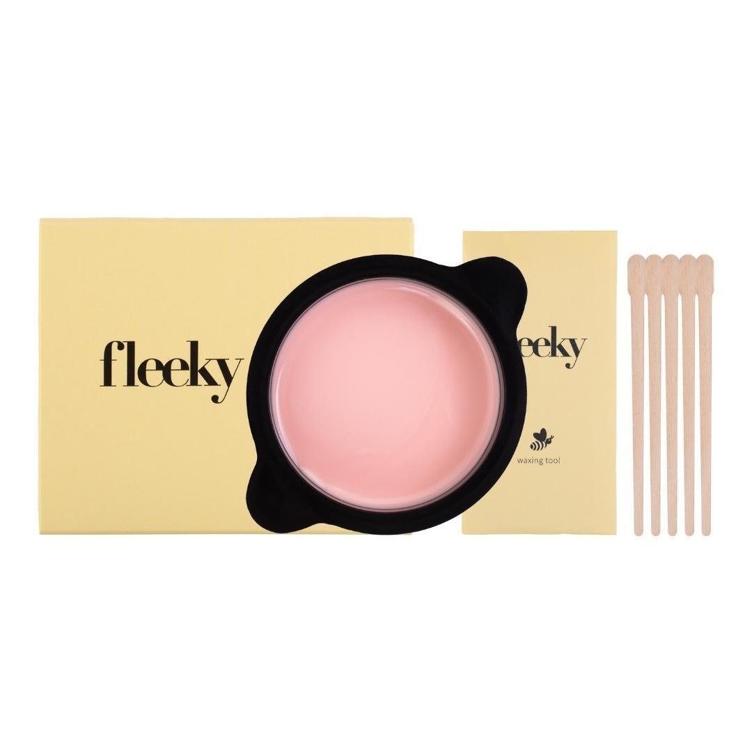 fleeky Enthaarungswachs Mikrowellen Wax Kit, inkl.Holzspatel, Sanftes Warmwachs für gründliche Haarentfernung an Gesicht & Körper