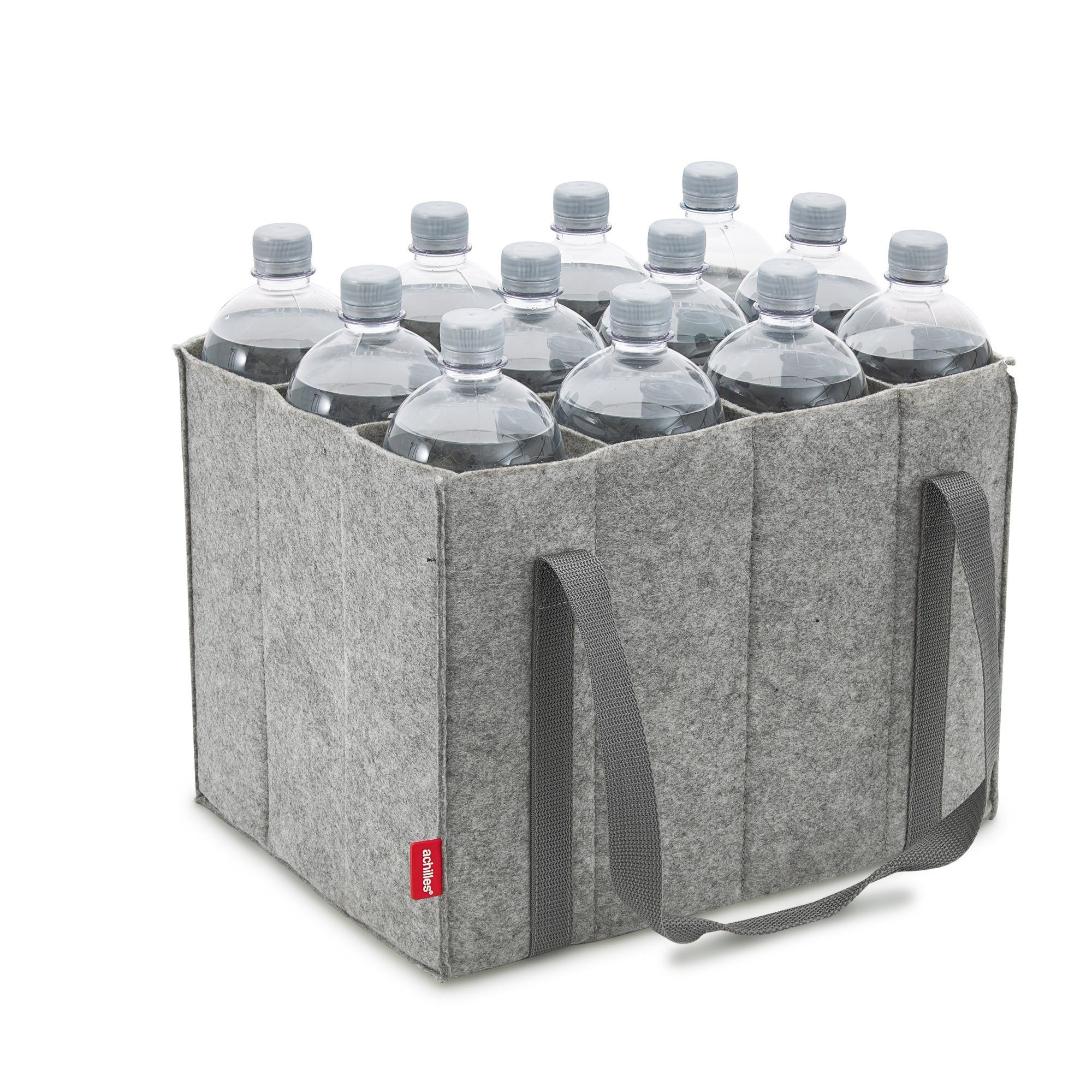achilles Flaschenkorb Flaschentasche mit 12 Fächer, Auch für 1,5 Liter Flaschen, Filz