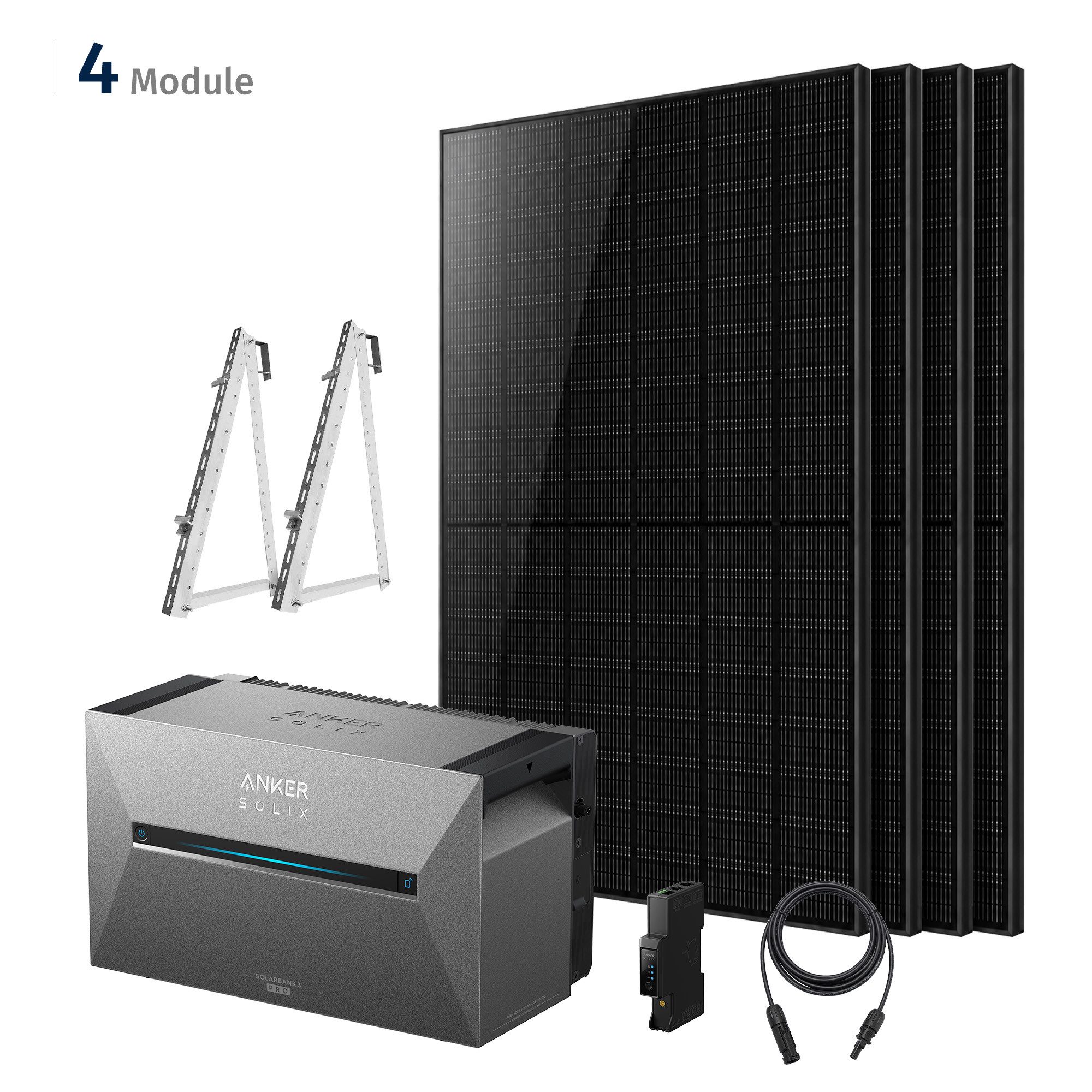 SolarMars Balkonkraftwerk mit Speicher 2000W Anker Solix Solarbank 3 E2700 Pro, 2000 W, Monokristallin, (mit optionaler BP2700 Erweiterungsakku und Halterung), mit intelligenter KI zur dynamischen Überwachung des Stromverbrauchs von SolarMars