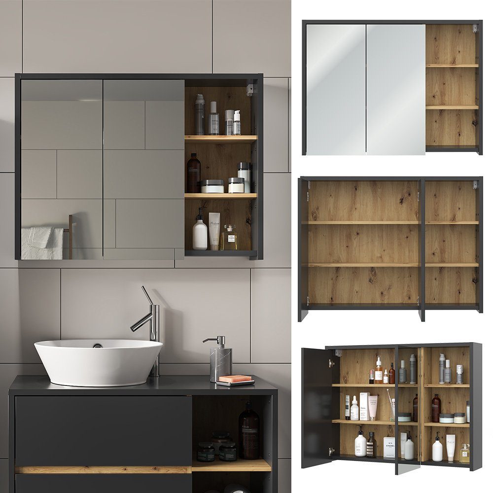 Vicco Badschrank Viola Anthrazit 50 x 170 cm mit Türen und Offenen Fächern günstig online kaufen