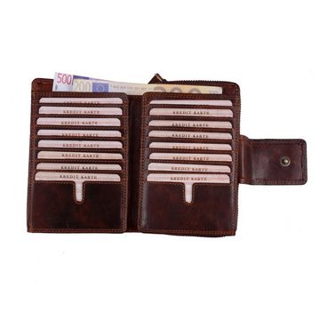 SHG Geldbörse »Damen Leder Börse Portemonnaie Frauen Geldbeutel Portmonee Brieftasche«, Münzfach, Reißverschluss, Kreditkartenfächer, RFID Schutz