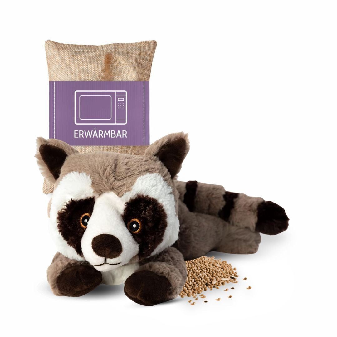 Habibi Plush Wärmekissen Habibi Premium Wärmetier Stofftier Waschbär grau 1959