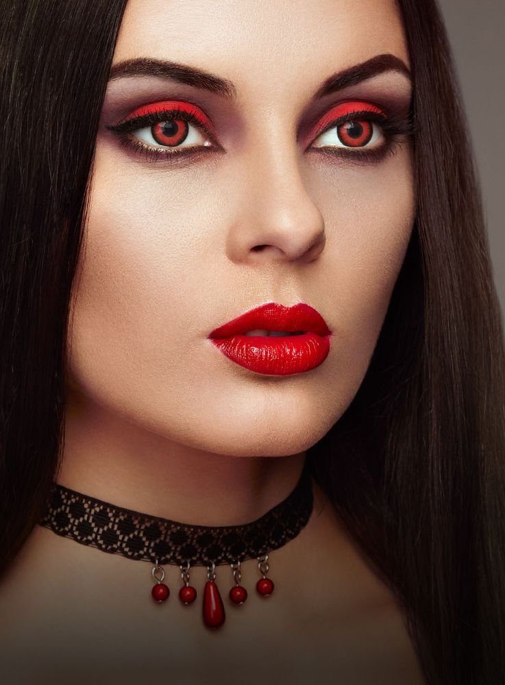 aricona Farblinsen Rote Farbige Halloween Kontaktlinsen Rot Kostüm Zombie  Vampir Fasching Karneval, ohne Stärke, 2 Stück