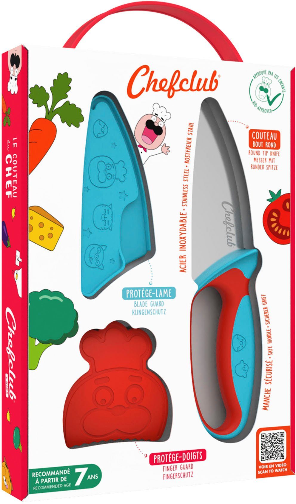 Chefclub Kinderkochmesser Messer für Kinder, blau/rot
