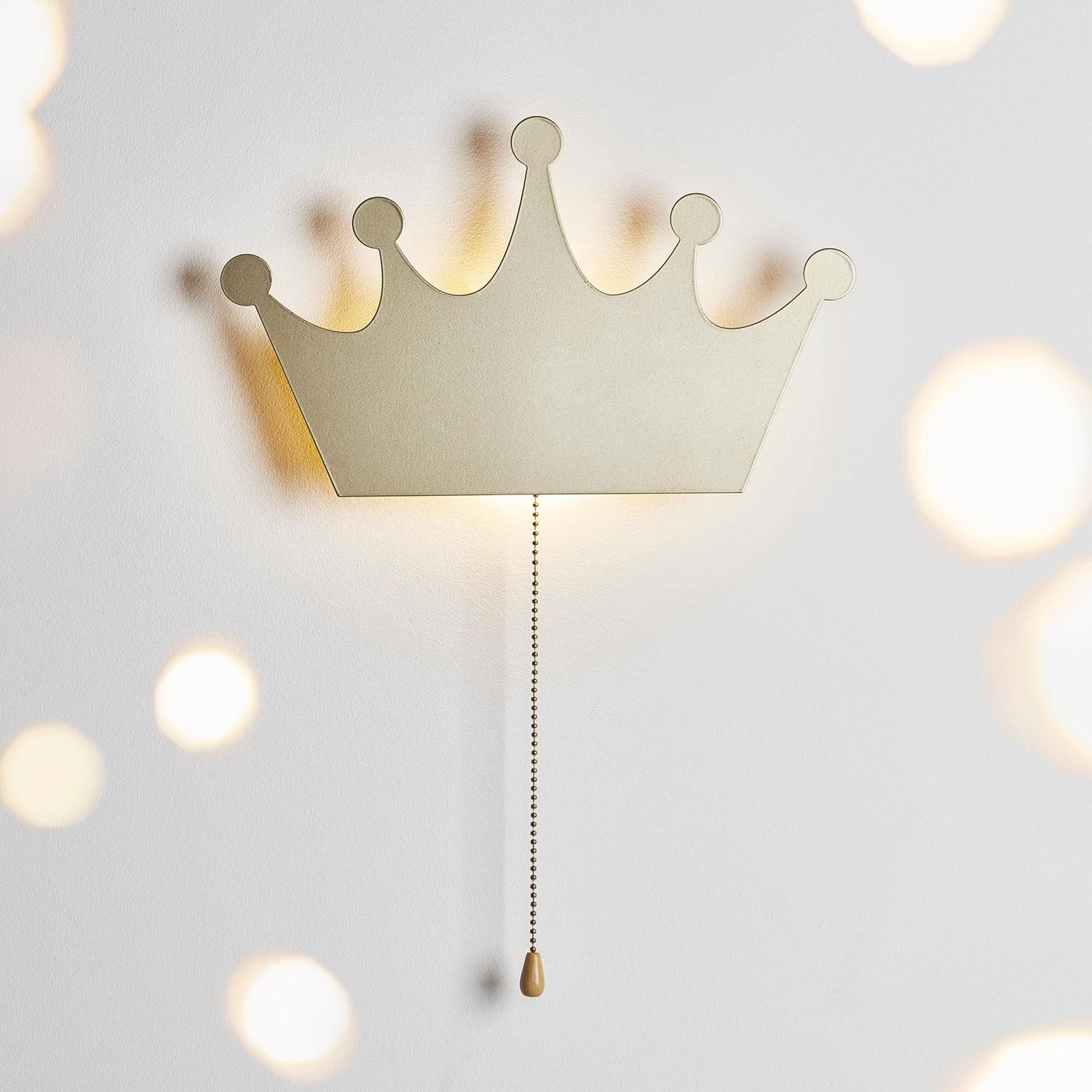 Lights4fun LED Wandleuchte Metall Krone Lampe in Gold – Bild 3 von 4