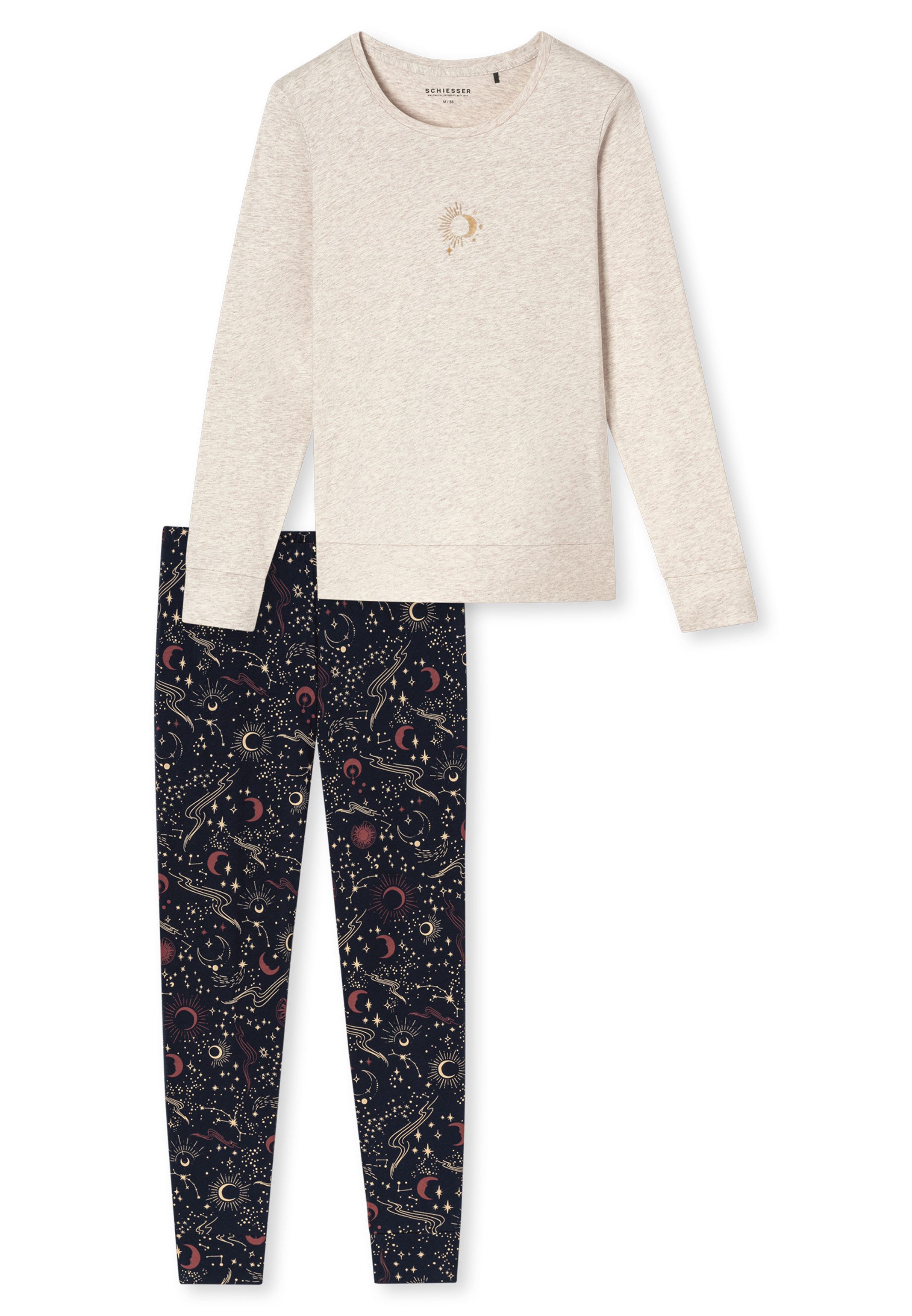 Schiesser Pyjama Cotton (Set, 2 tlg) Schlafanzug - Baumwolle - Atmungsaktiv - Mit modischem Astro-Print
