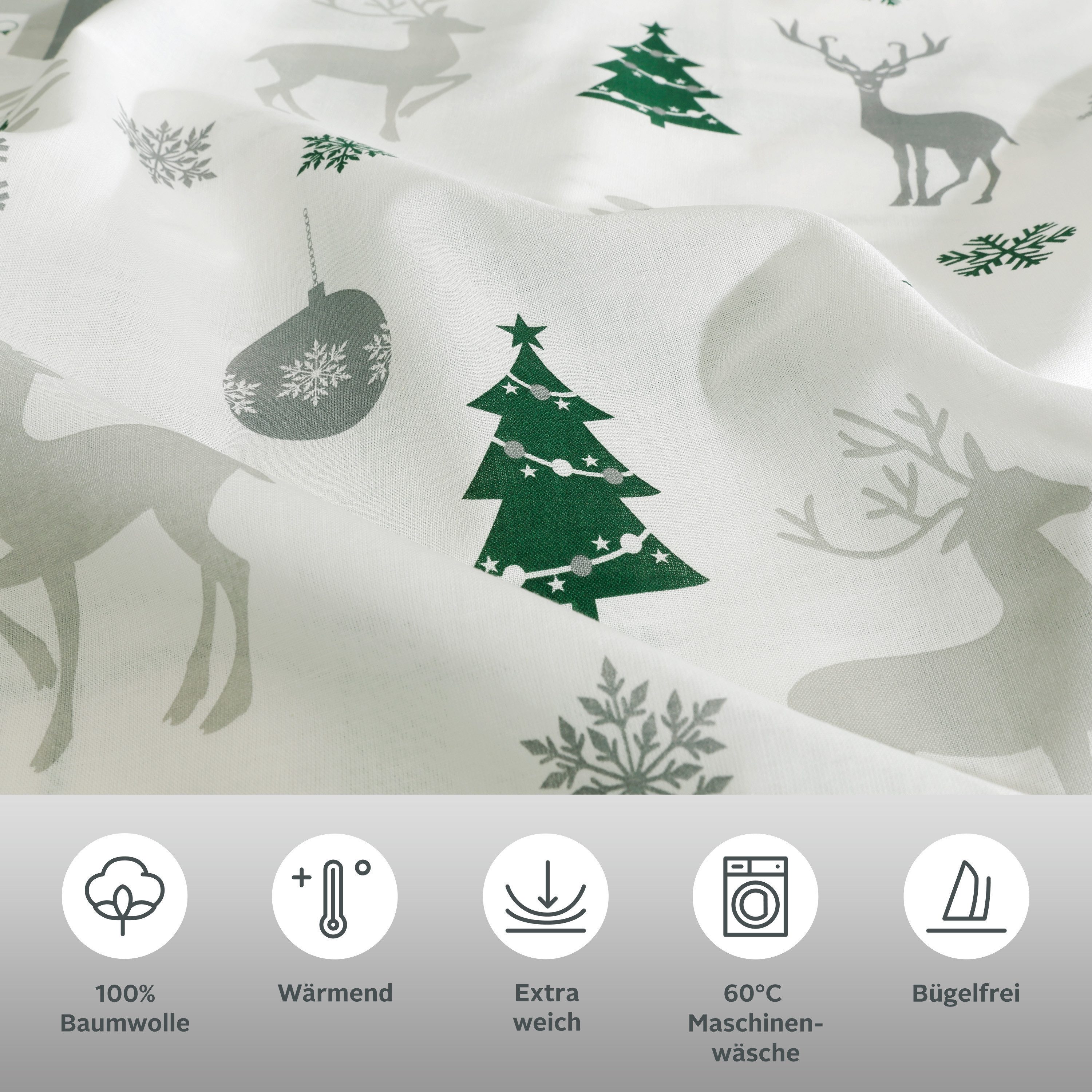 OTTO home Bettwäsche Mikkel, Flanell, 2 teilig, Bettwäsche ab Gr. 135x200 cm,100% Baumwolle, Weihnachten – Bild 3 von 5