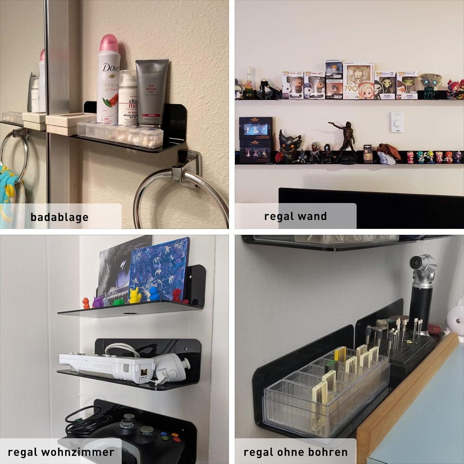 LuxusKollektion Wandregal Wandregal Acryl 2er Set SmartLautsprecher Kabelclips Schwarz