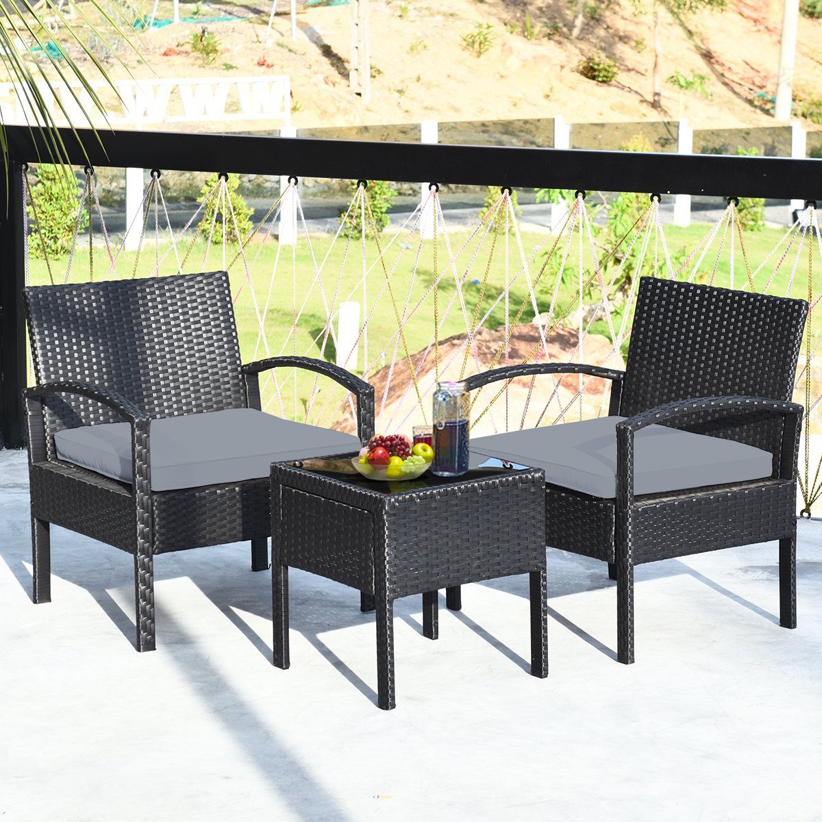 COSTWAY Gartenmöbelset »Polyrattan Lounge Set, Gartenset, Balkon Möbel