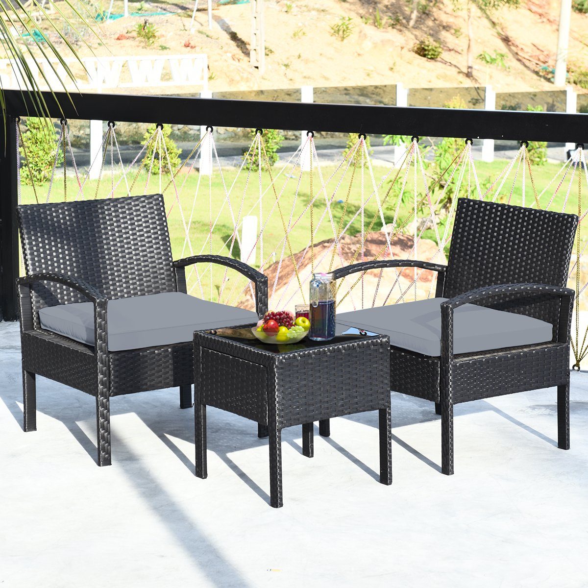 COSTWAY Gartenmöbelset »Polyrattan Lounge Set, Gartenset, Balkon  Möbel-Set«, (3-tlg), für In- & Outdoor online kaufen | OTTO