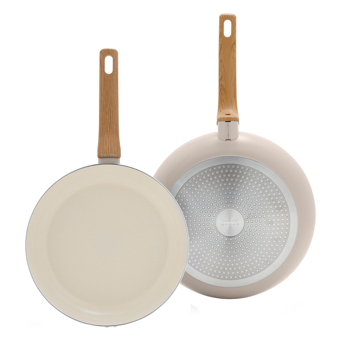 GREENPAN Pfannen-Set Essence 2-tlg. Pfannen-Set braun 26 cm & 30 cm Spülmaschinenfest, Aluminium, Kratzfest, Keramik, alle Herdarten, Backofengeeignet, Ø 26 & 30 cm