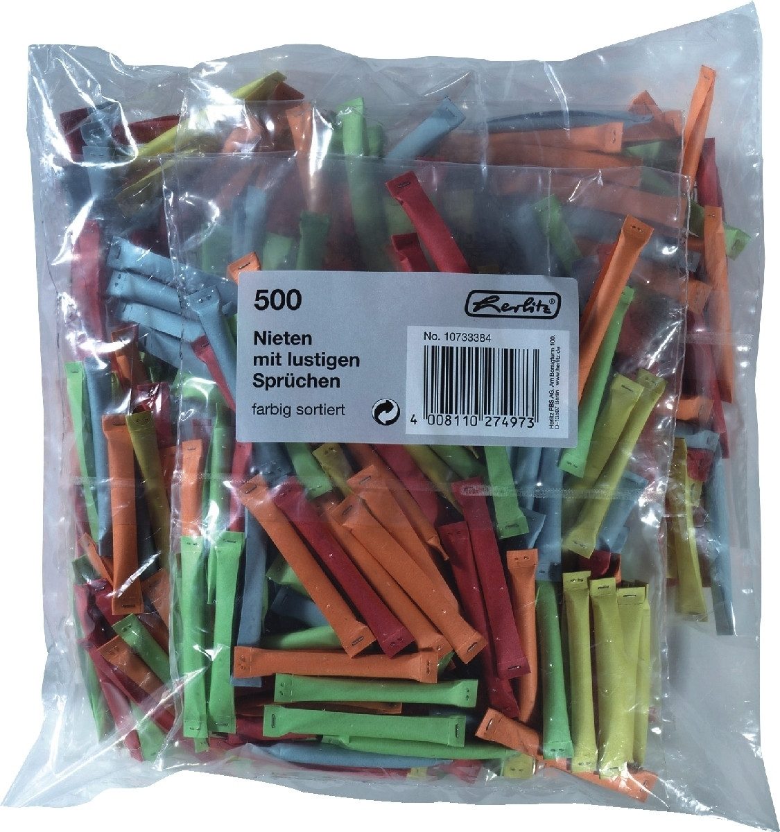 Formularblock Lose: Nieten farbig sortiert VE=500 Stück.