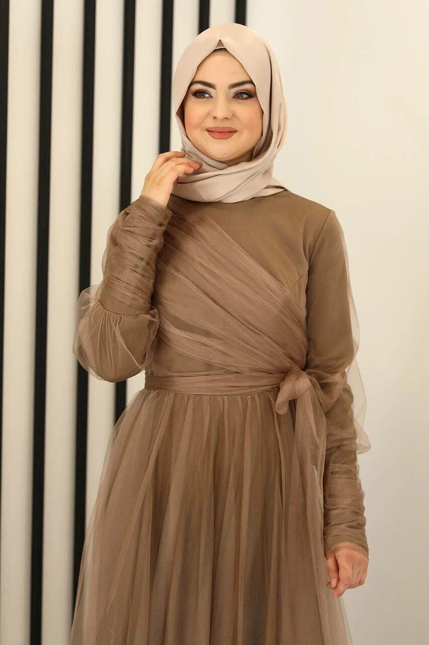 Modavitrini Tüllkleid Langärmliges Maxikleid Damen Muslimisches günstig online kaufen