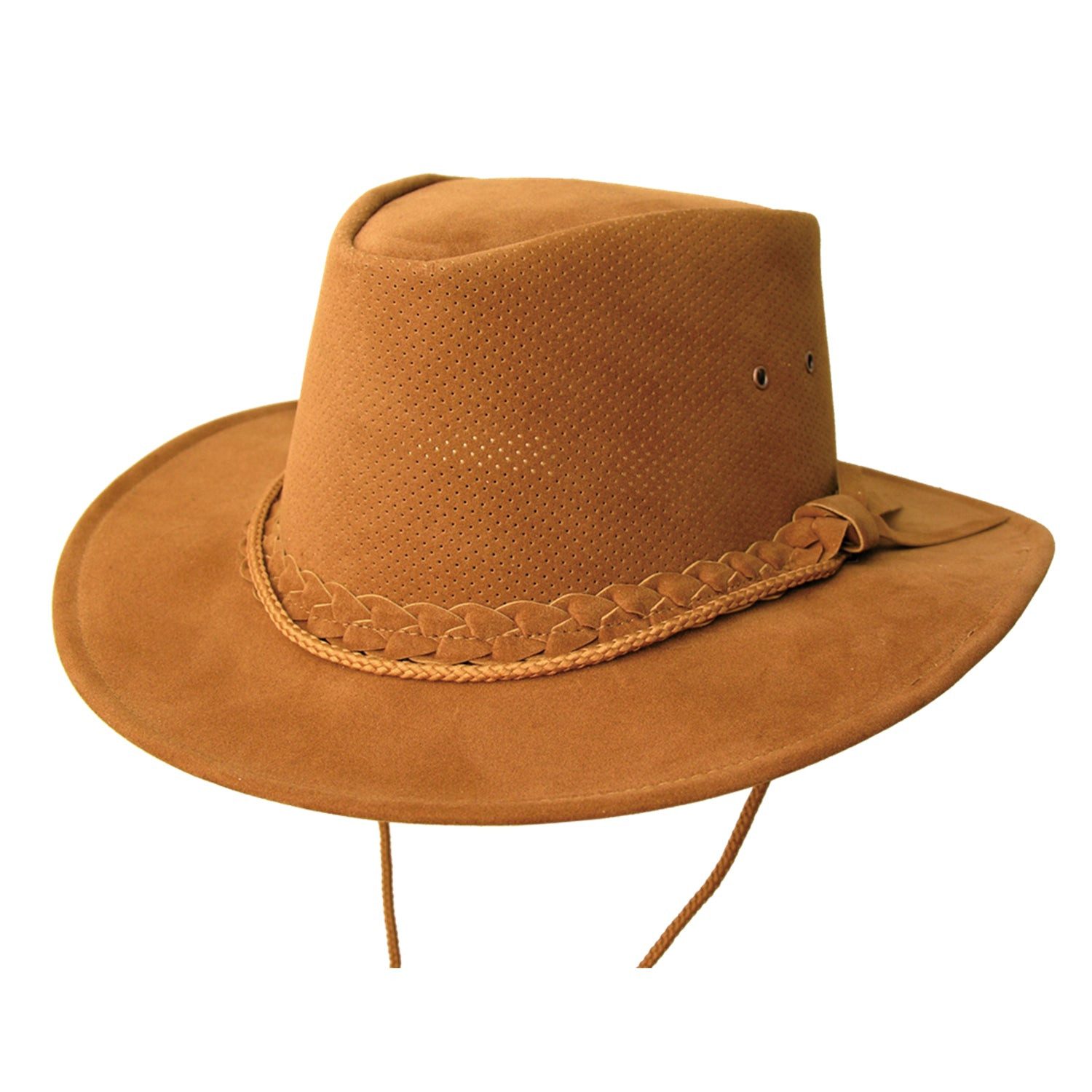 Outbacker Cowboyhut Outdoor Sommerhut aus veganem Leder mit perforiertem Block super leich