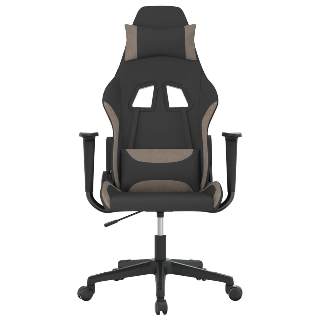 furnicato Gaming-Stuhl Schwarz Taupe 65x58x118-128 cm mit Massivholz, (1 St), Bürostuhl mit Massagefunktion, Liegefunktion und USB-Anschluss