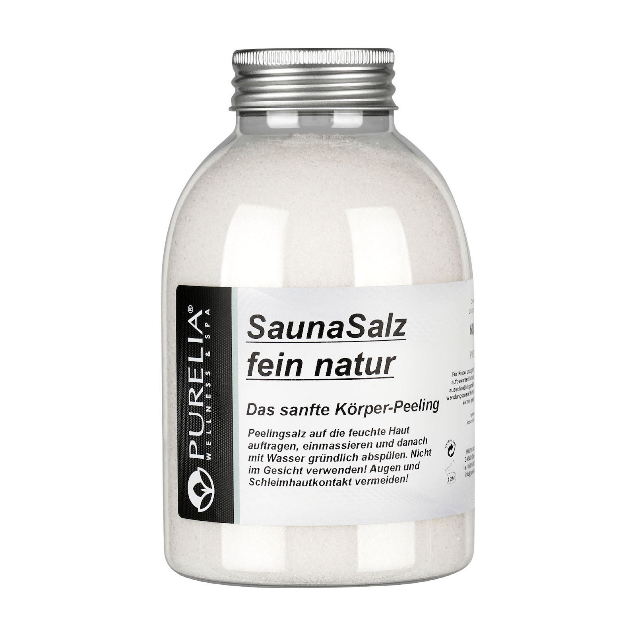 Purelia Sauna-Aufgussset PURELIA Sauna Salz fein natur 600g Meersalz Peeling Sauna Peelingsalz