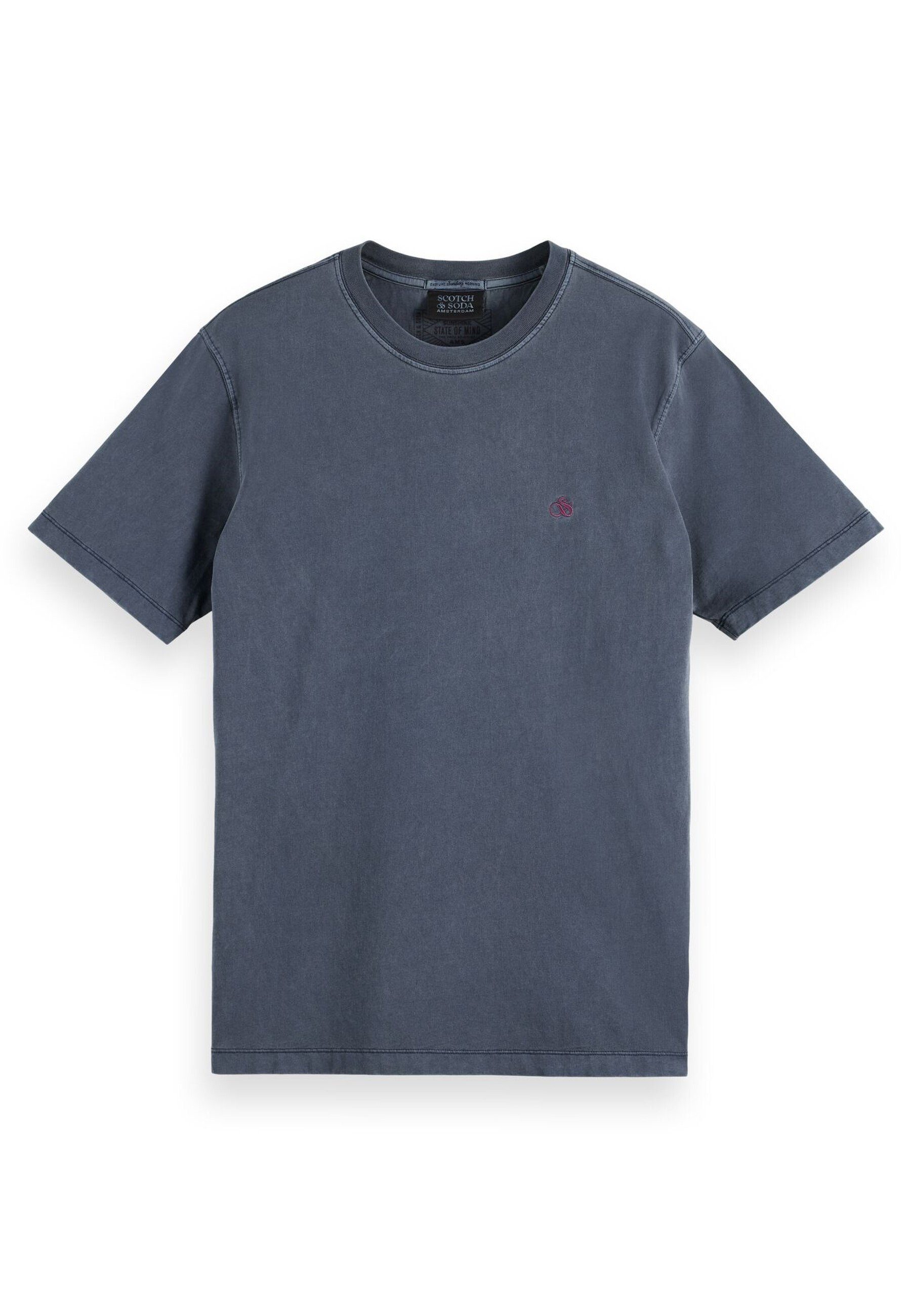 Scotch & Soda T-Shirt Shirt Kurzarmshirt mit Rundhals und Logo-Stitching (1-tlg) marine