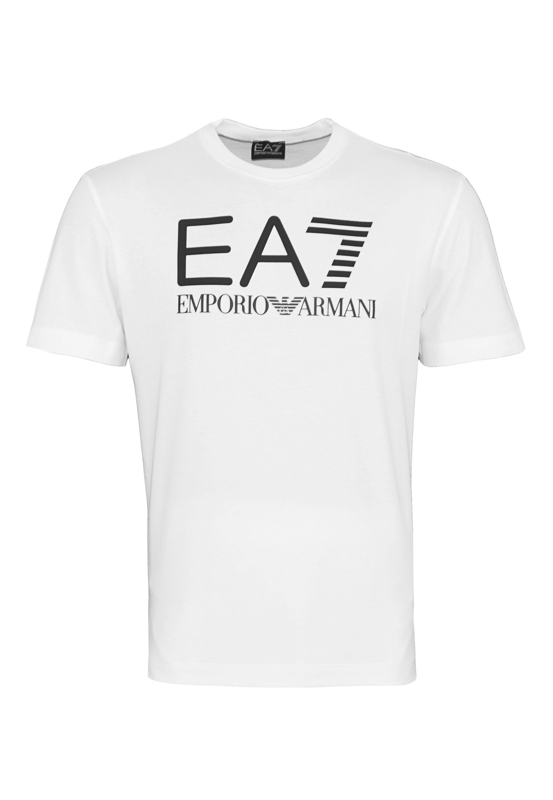 Rundhalsausschnitt Armani Shirt Emporio Tee T-Shirt Logo mit weiss (1-tlg)