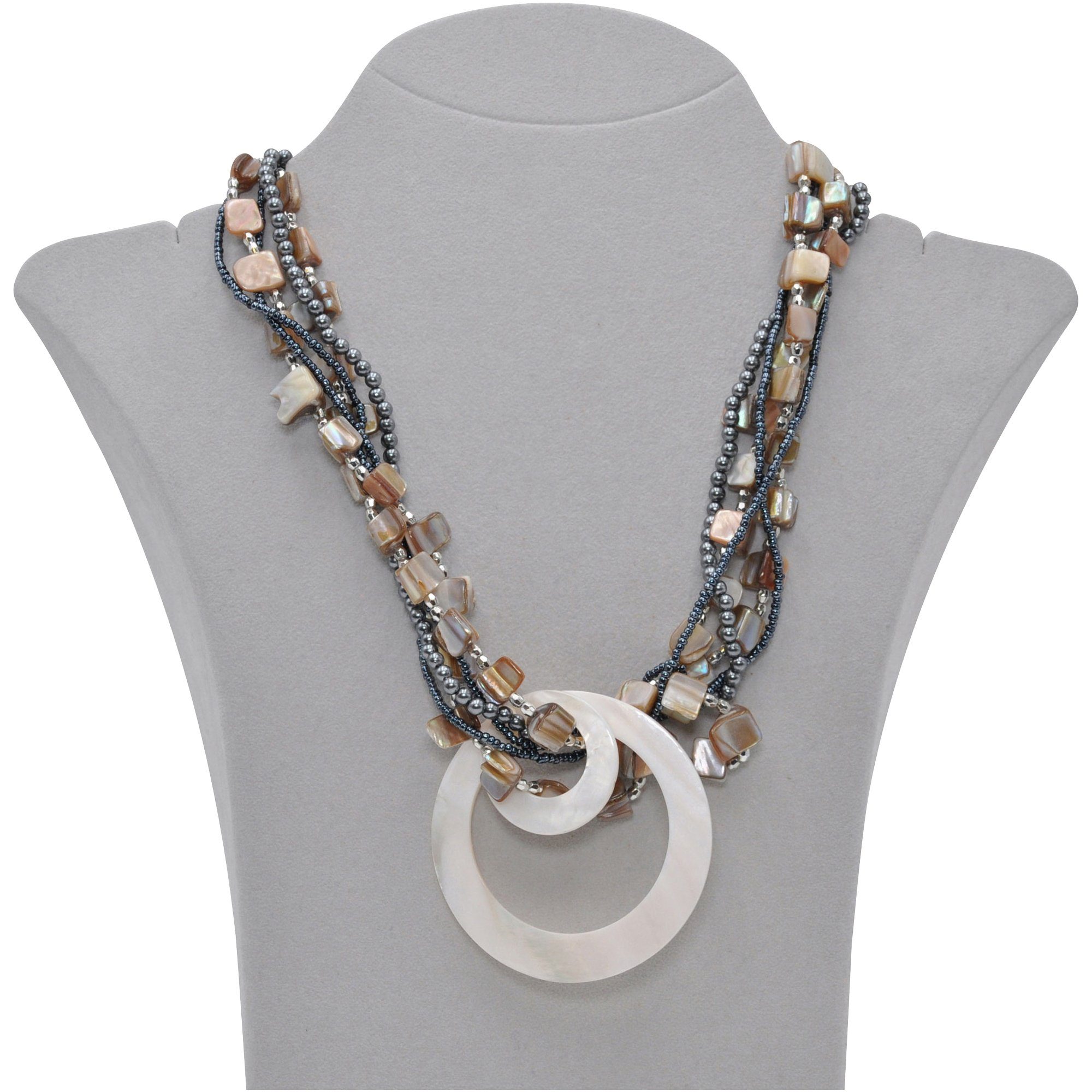 Steuer Lange Kette Metall Muschelcollier naturtöne, günstig online kaufen
