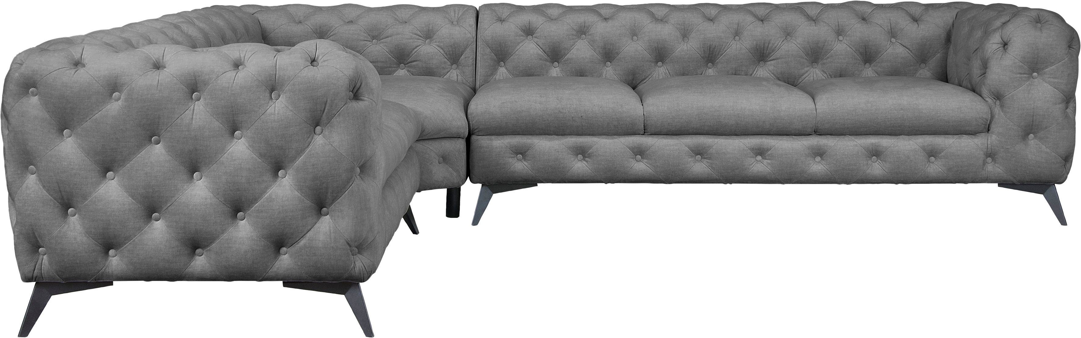 Leonique Chesterfield-Sofa "Ecksofa GLYNIS L-Form mit Wellenunterfederung, günstig online kaufen