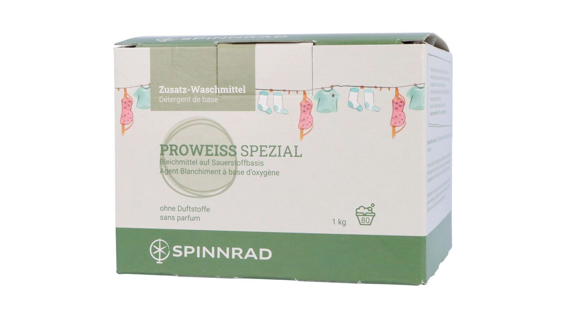 Spezialwaschmittel Proweiß, GmbH Sauerstoffbasis 1 kg auf Spinnrad Bleichmittel