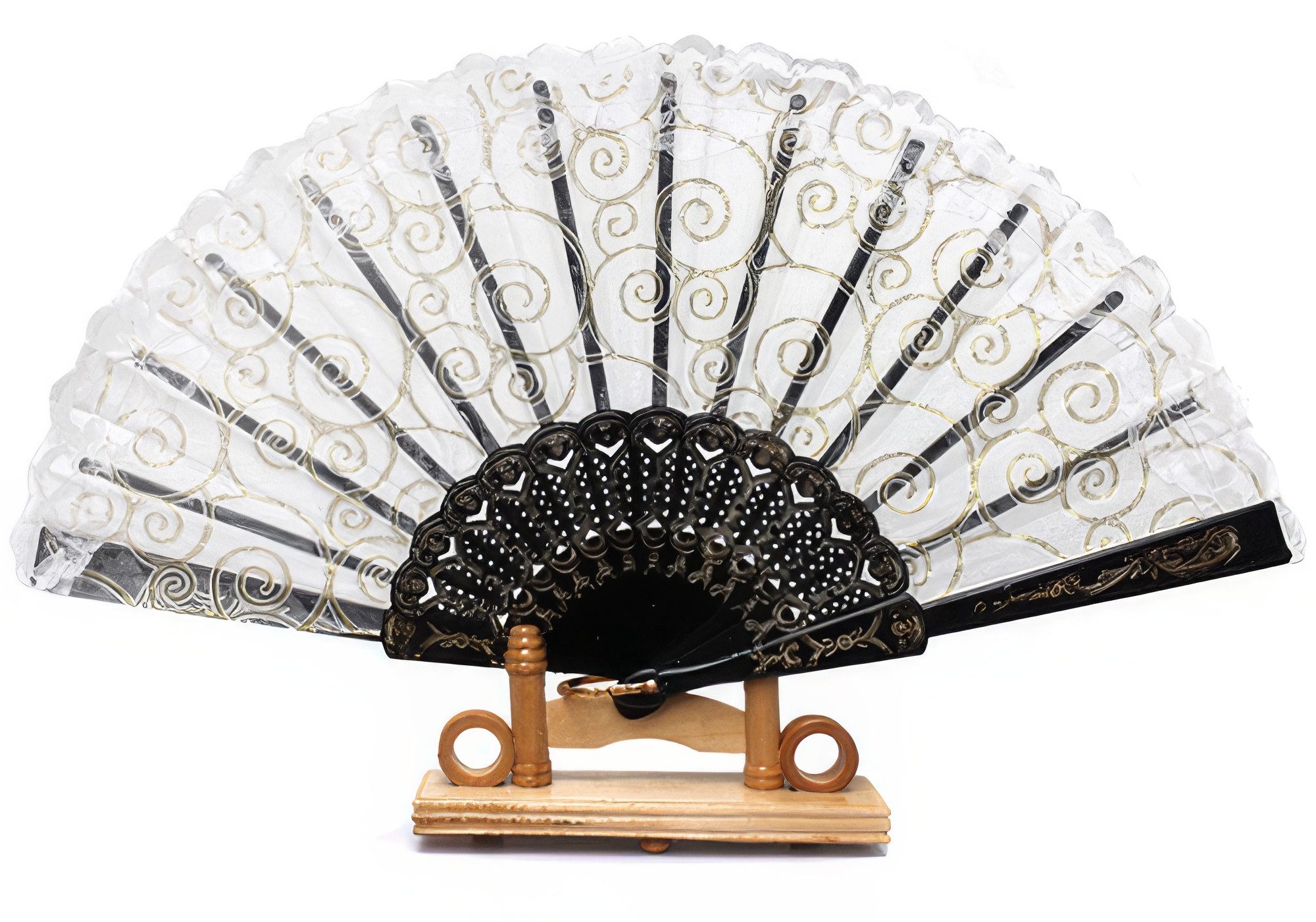 Yudu Handfächer Fächer Dekofächer Tanzfächer Glitter Rose - Motive Farbe mit Spitze