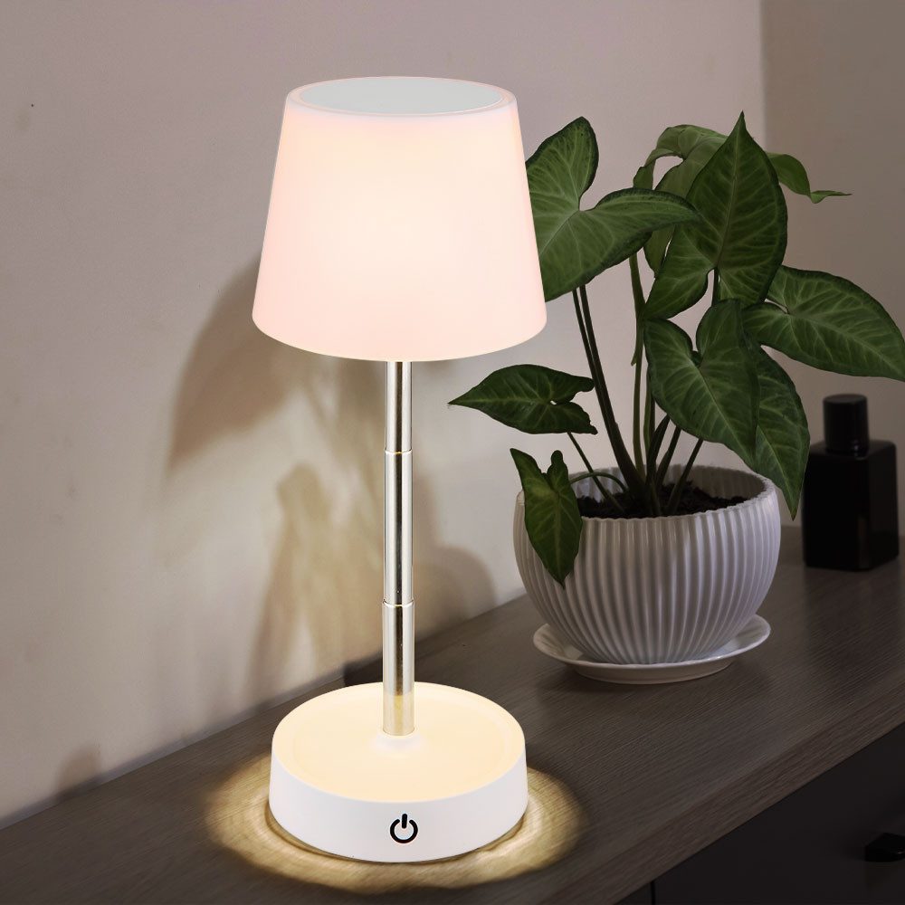 GLOBO LIGHTING LED Tischleuchte, LED-Leuchtmittel fest verbaut, Warmweiß, Tischlampe Tischleuchte Nachttischleuchte Touchdimmer weiß LED H 28 cm