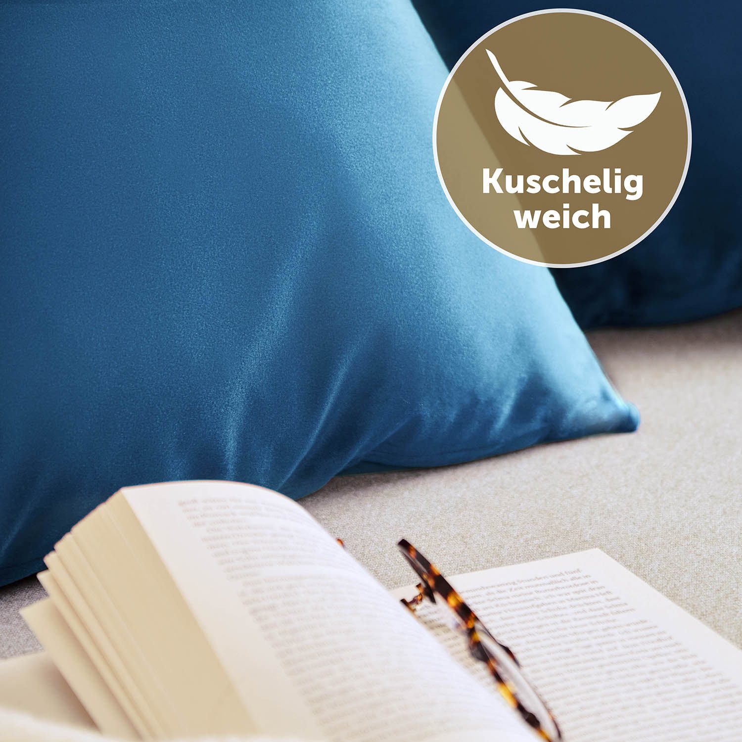 Blumtal Kissenbezug 2er Set - dekorativer Samt Kissenbezug mit verstecktem Reißverschluss, Kissenhülle für Zierkissen, waschbar