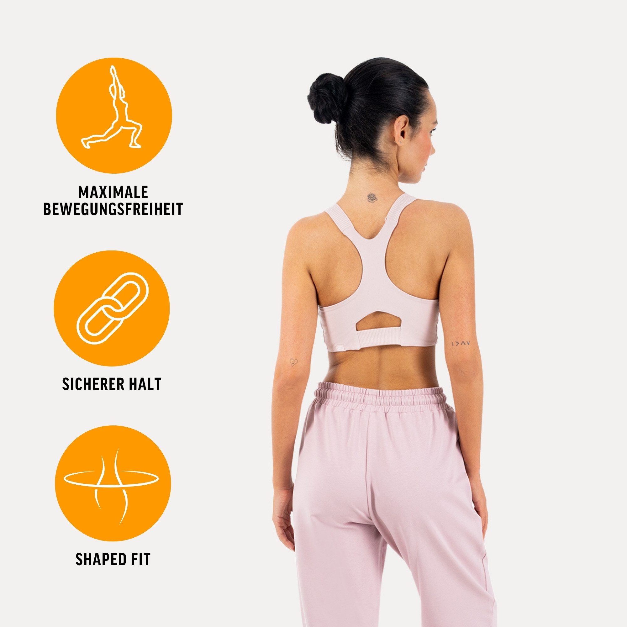 Smilodox Sport-BH Sylva, Top Damen, Bustier, figurbetont mit Cut-Out Rückendetail Shaped Fit, breite Träger, Rundhalsausschnitt, Gym & Training
