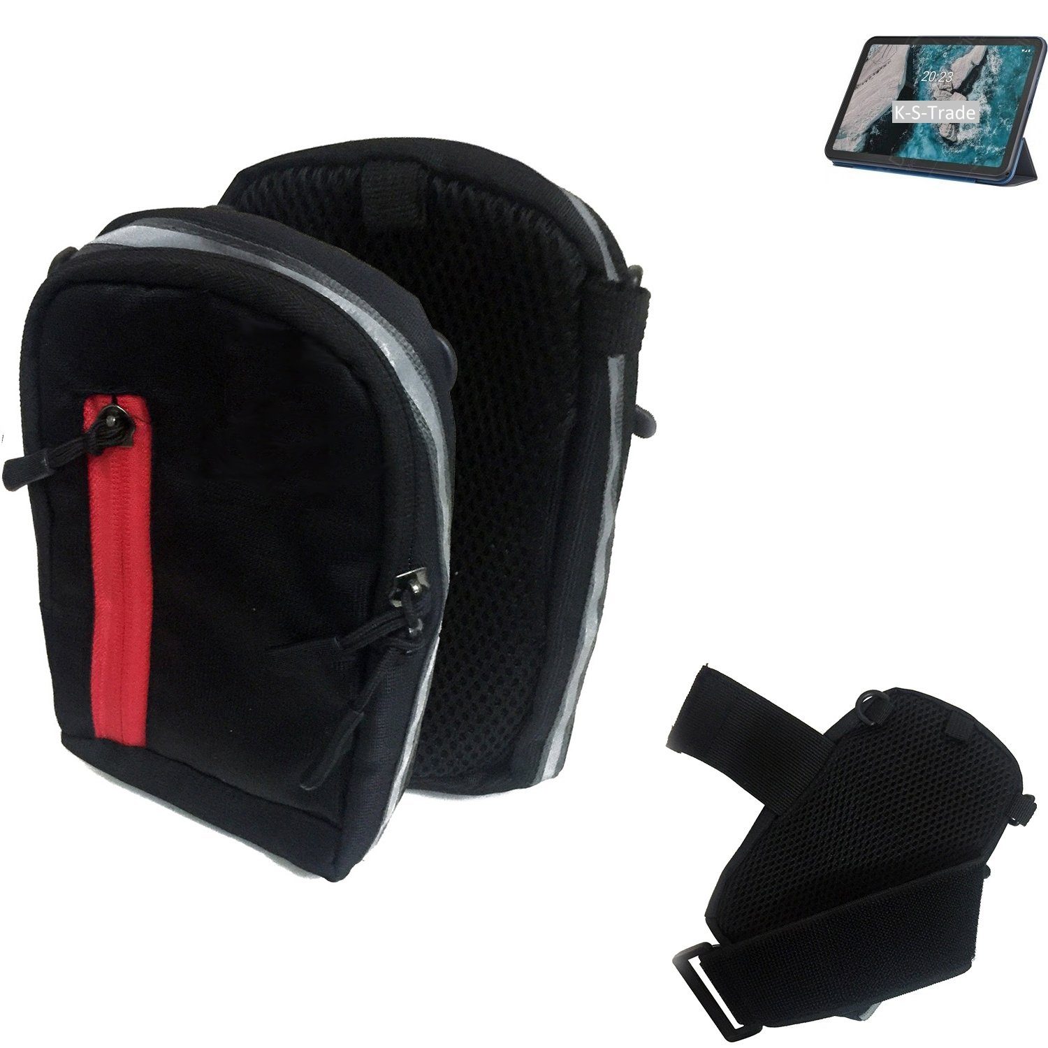 K-S-Trade Handyhülle für Nokia T20 4G, Outdoor Gürtel-Tasche Holster Umhänge-Tasche schwarz Handy-Tasche