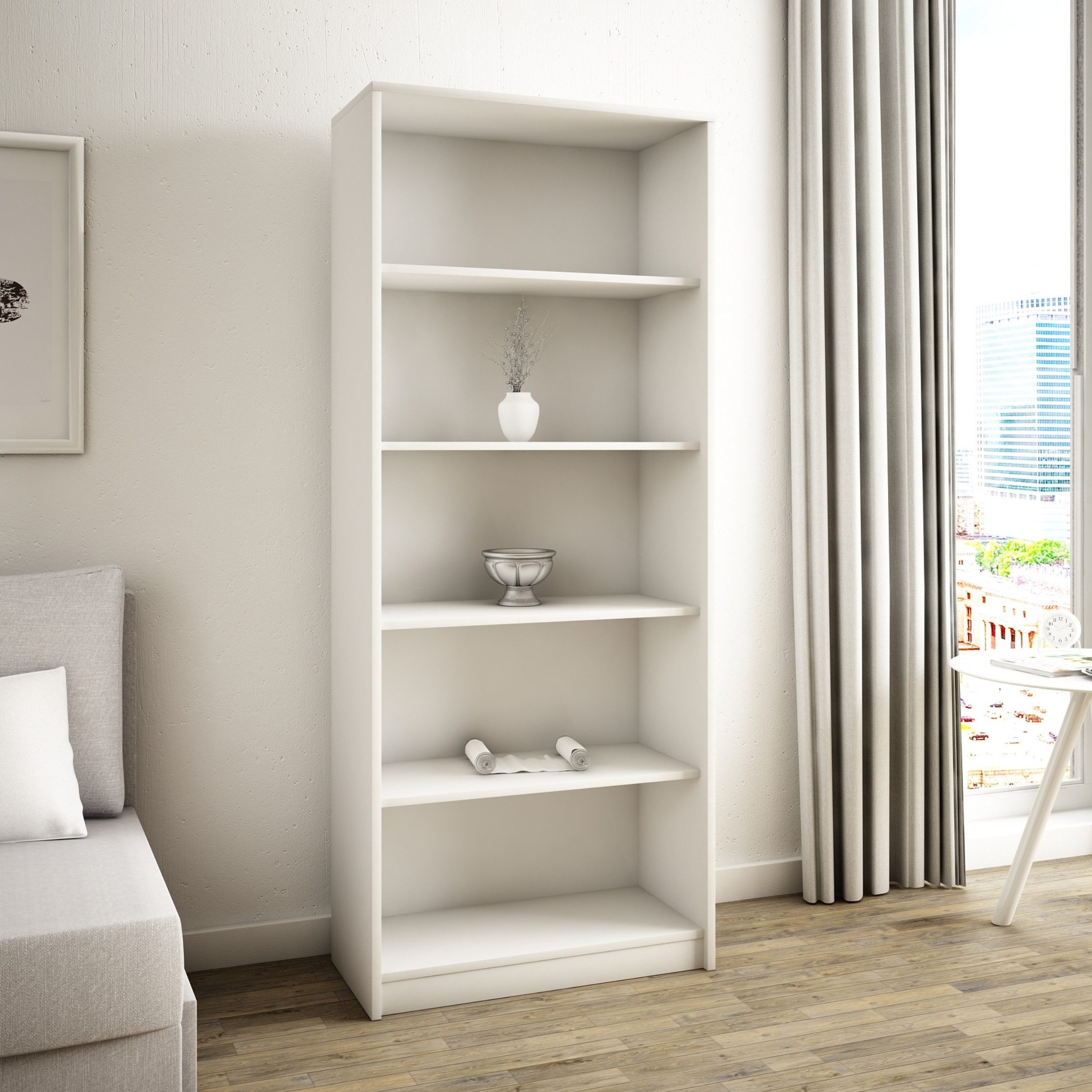 Home Collective Bücherregal mit 5 Ebenen Regal in matter Ausführung 74 cm breit, Standregal, in mattem Finish Aktenschrank, ideal für Schlafzimmer, Wohnzimmer,  – Bild 2 von 3