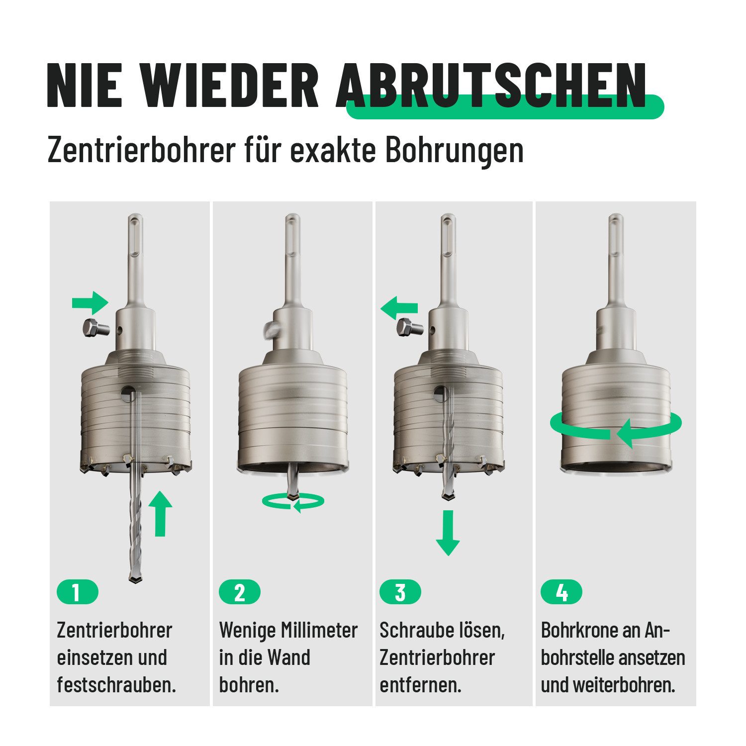 greate. Hohlbohrkrone 2x Bohrkrone 68mm SDS Plus mit Zentrierbohrer - Dosenbohrer Trockenbau, Ø 68 mm, 2-tlg. – Bild 3 von 5
