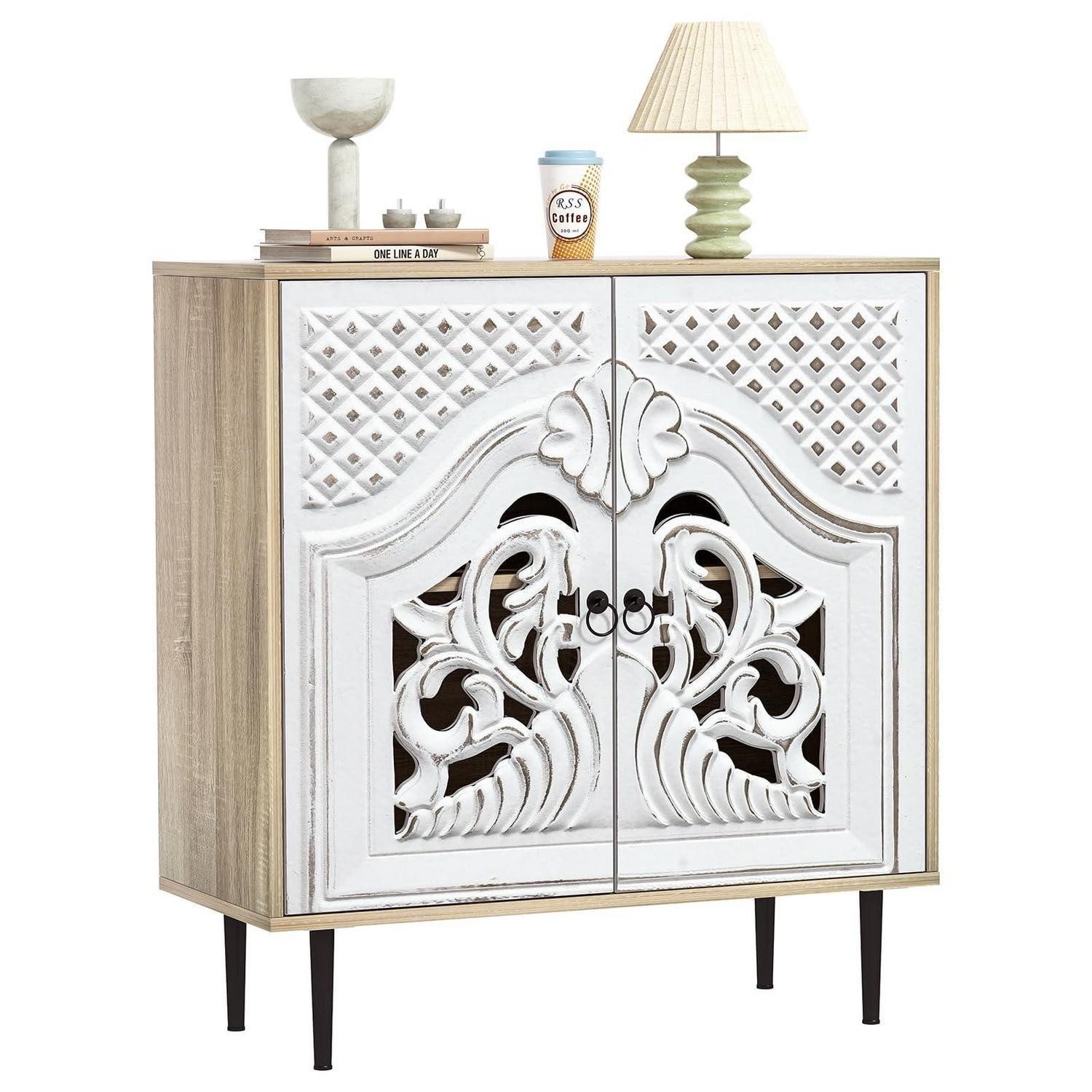 LuxusKollektion Buffet Sideboard Holz Buffetschrank Ablage Türen 80x35x87cm Grau