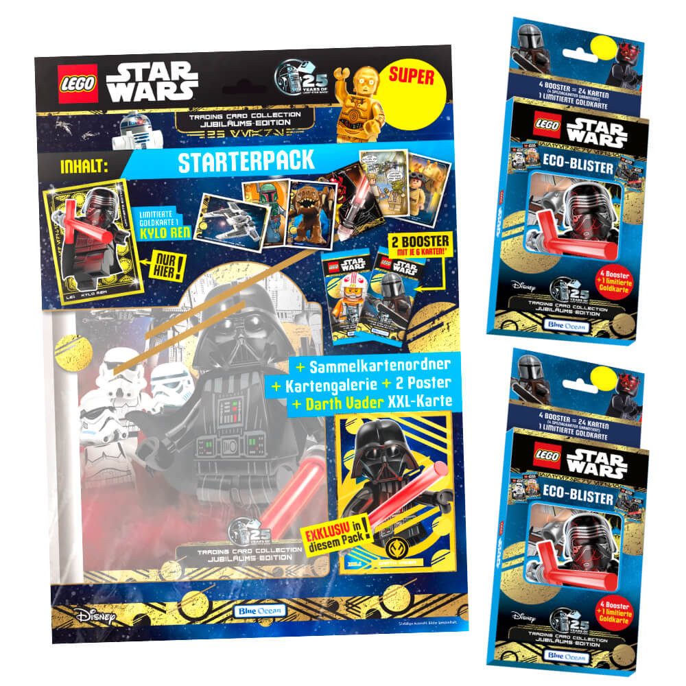 Blue Ocean Sammelkarte Lego Star Wars Karten Trading Cards Serie 5 - Jubiläum Sammelkarten, Lego Star Wars Sammelkarten - 1 Starter + 2 Blister