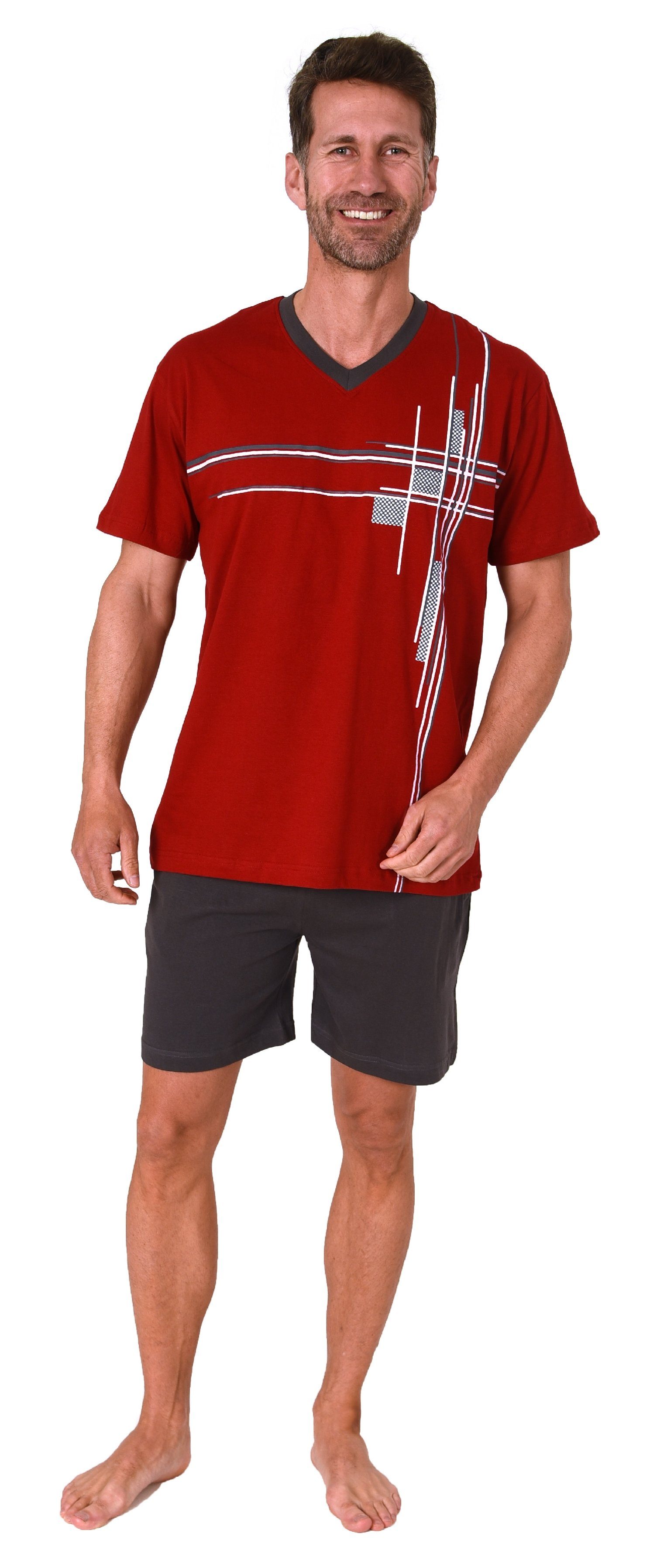 Normann Pyjama Herren Shorty Schlafanzug kurzarm mit Frontprint - auch in Ü günstig online kaufen